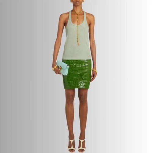 Green croc embossed leather - embossed,